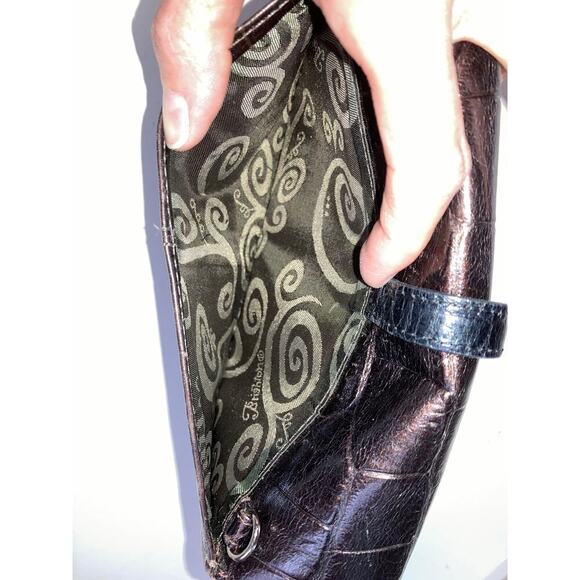 BRIGHTON LARGE BROWN, BLACK LEATHER ANIMAL PRINT WALET - Picture 4 of 16